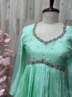 Dual shade long gown with beautiful maggam work