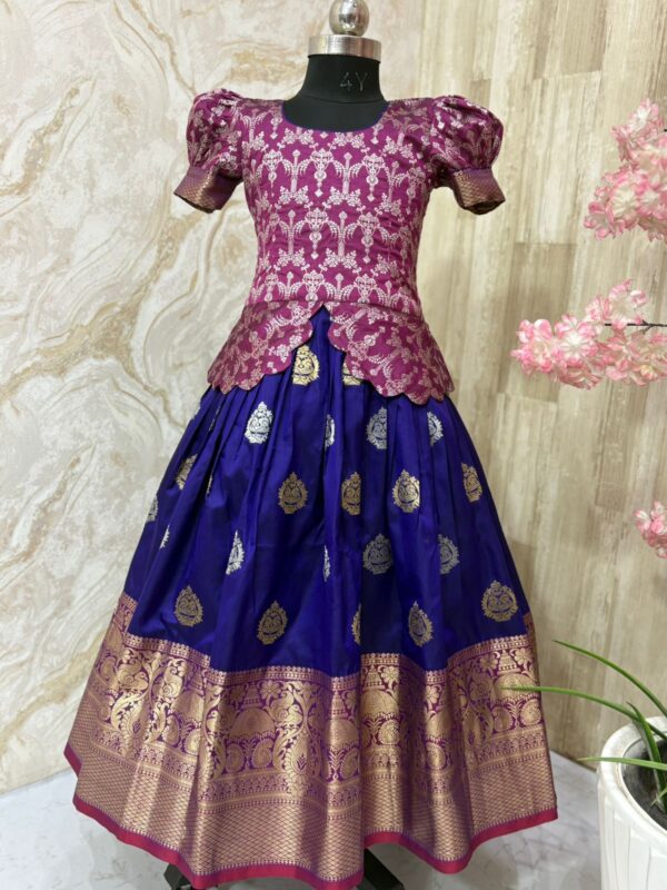 Traditional pattu lehenga paired with matching blouse