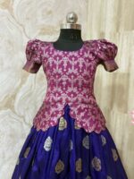 Traditional pattu lehenga paired with matching blouse
