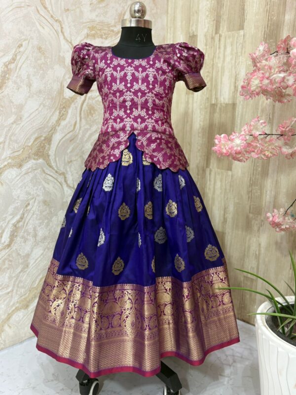 Traditional pattu lehenga paired with matching blouse