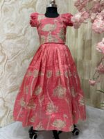 Designer applique work crush organza skirt paired with matching top