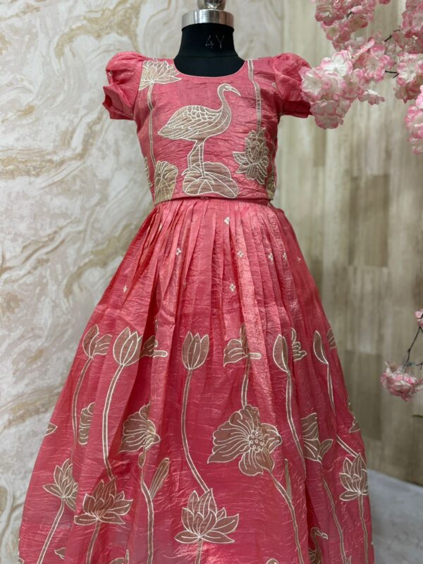 Designer applique work crush organza skirt paired with matching top