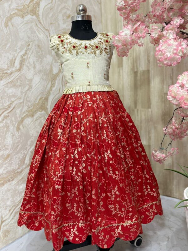 Soft tissue banaras lehenga paired with beautiful maggam work blouse