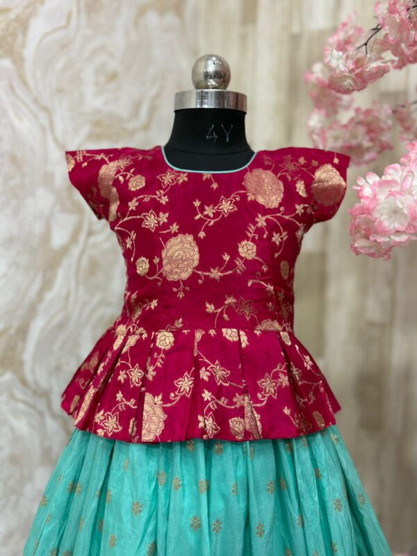 Designer pithani lehenga for kids paired with beautiful blouse