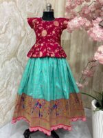 Designer pithani lehenga for kids paired with beautiful blouse