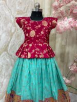 Designer pithani lehenga for kids paired with beautiful blouse