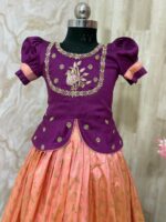 Soft pattu lehenga with rich kanchi border paired with beautiful maggam work blouse