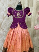 Soft pattu lehenga with rich kanchi border paired with beautiful maggam work blouse