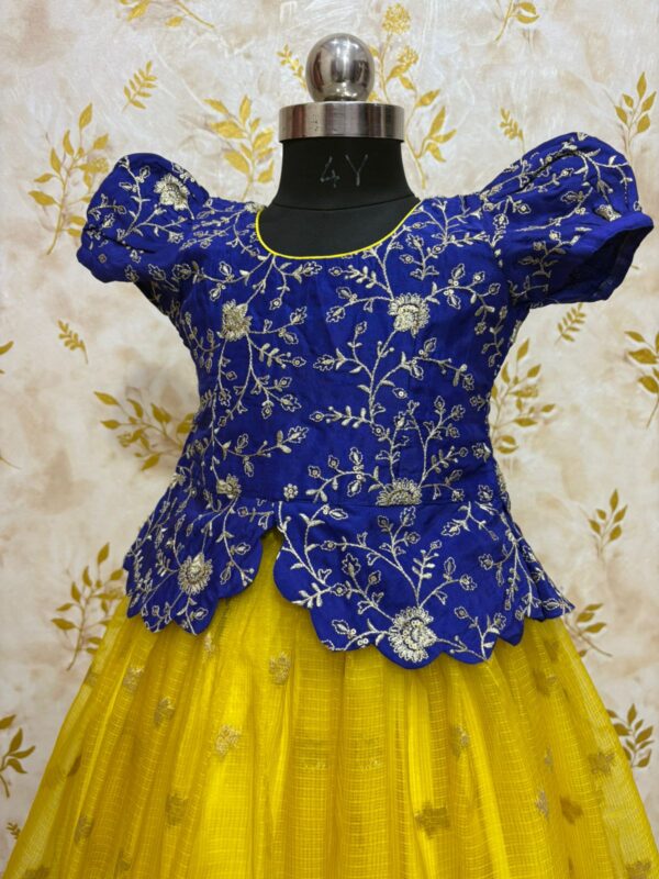 Zari kota lehenga for kids paired with beautiful royal blouse