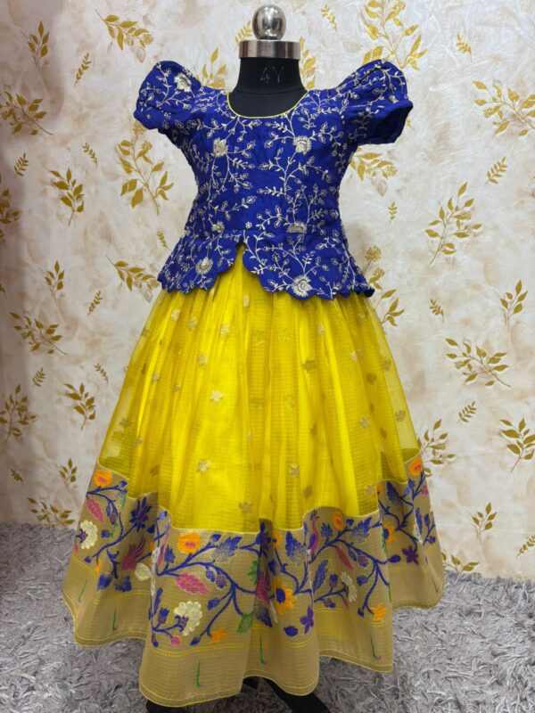 Zari kota lehenga for kids paired with beautiful royal blouse