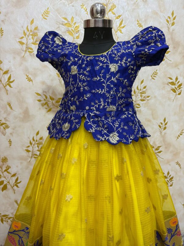 Zari kota lehenga for kids paired with beautiful royal blouse