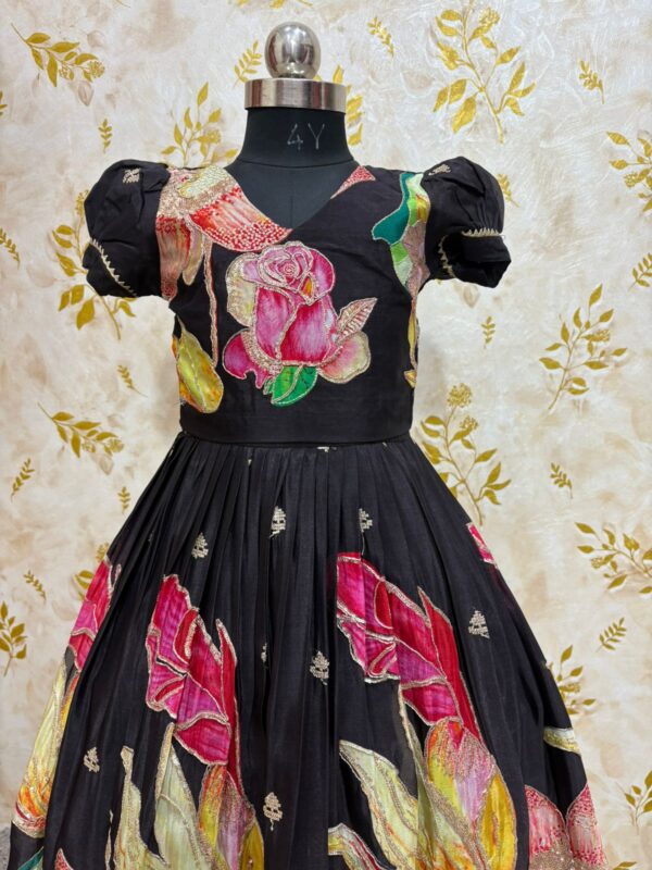 Designer floral long gown with over coat with beautiful sequin work