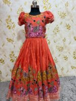Designer kids kalamkari lehenga paired with blouse