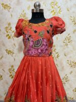 Designer kids kalamkari lehenga paired with blouse