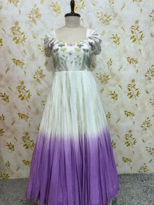 Dual shade long gown with beautiful maggam work