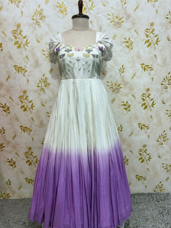 Dual shade long gown with beautiful maggam work