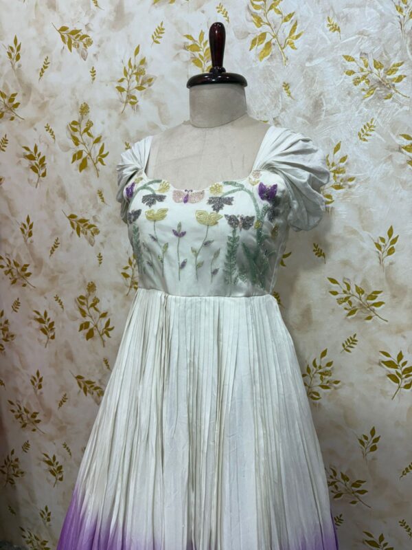 Dual shade long gown with beautiful maggam work