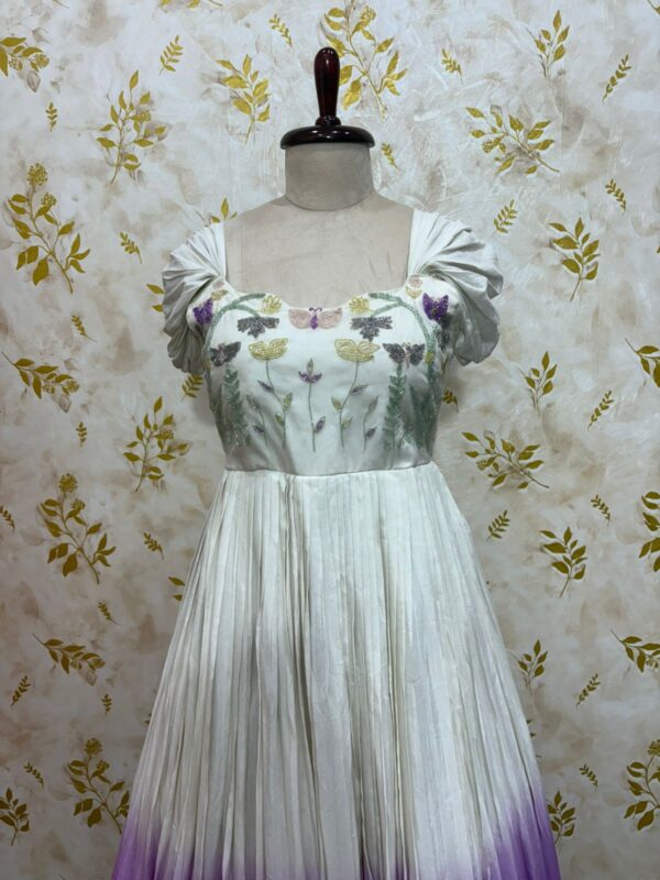 Dual shade long gown with beautiful maggam work
