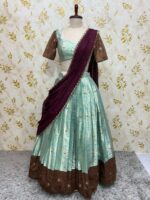 Kanchi lehenga with beautiful border paired with hand work chinnon dupatta