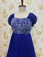 Dual shades long gown with beautiful pearl work on yoke part