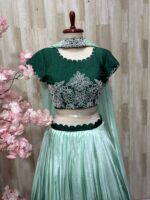 Pure crepe lehenga set with beautiful maggam work on blouse & dupatta