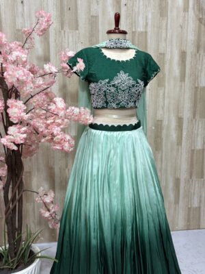Pure crepe lehenga set with beautiful maggam work on blouse & dupatta