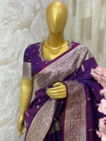 Soft banaras silk saree with beautiful maggam work blouse