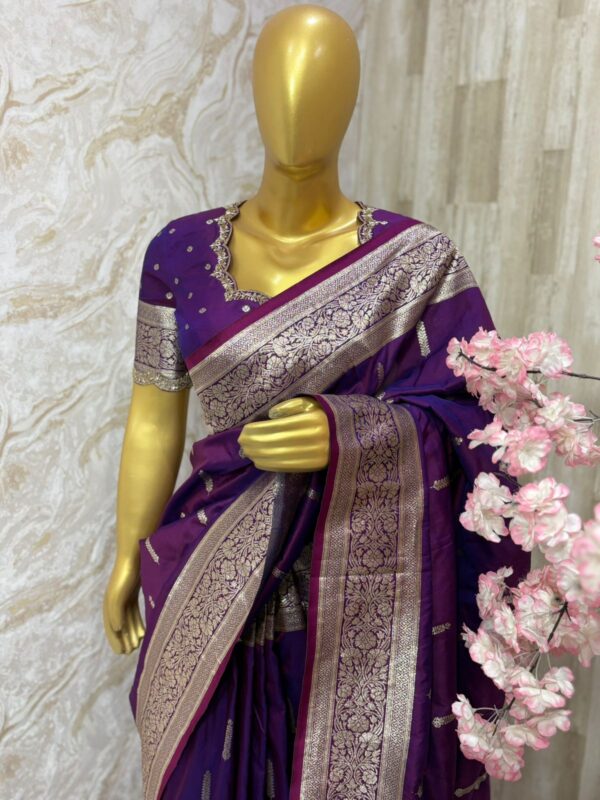 Soft banaras silk saree with beautiful maggam work blouse