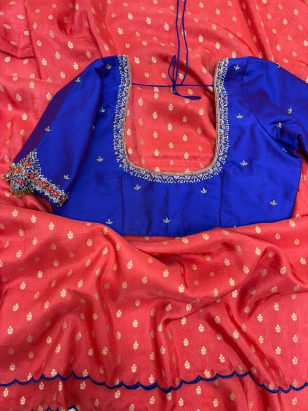 Pure munga crepe saree paired with beautiful maggam work blouse