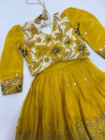 Designer kids tissue skirt having beautiful sequin work paired with floral blouse