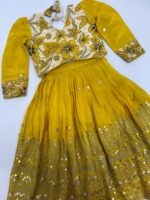 Designer kids tissue skirt having beautiful sequin work paired with floral blouse