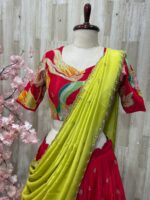 Black floral sequin lehenga with hand work tissue dupatta