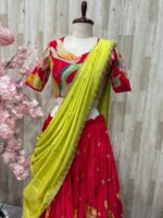 Black floral sequin lehenga with hand work tissue dupatta