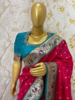 Pithani saree paired with beautiful maggam work blouse