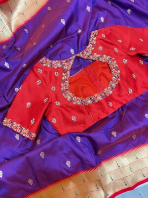 Pithani saree paired with beautiful maggam work blouse