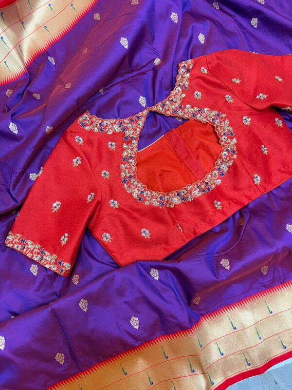 Pithani saree paired with beautiful maggam work blouse