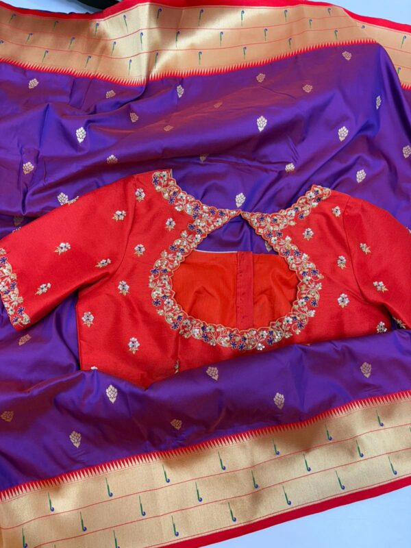Pithani saree paired with beautiful maggam work blouse