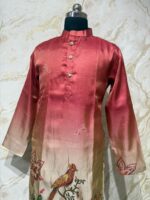 Tissue kalamkari men's kurta paired with cream colour pijama