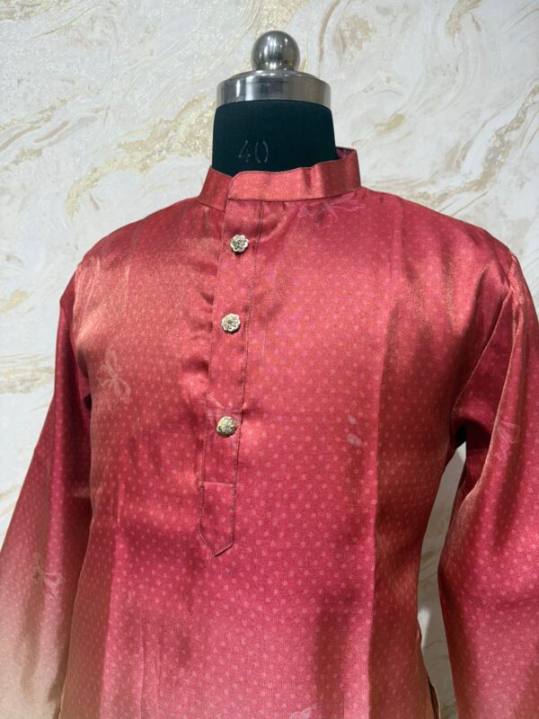 Tissue kalamkari men's kurta paired with cream colour pijama