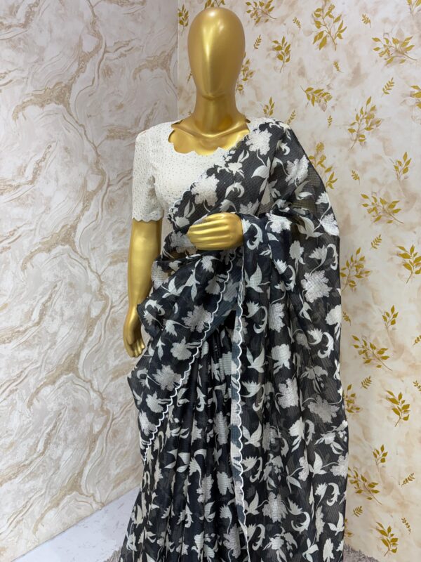 Printed kota saree paired with beautiful blouse