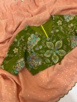 Tissue saree paired with embroidery blouse