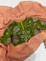 Tissue saree paired with embroidery blouse