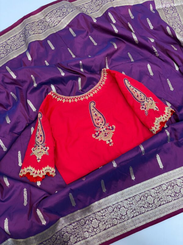 Soft pattu saree with maggam work blouse