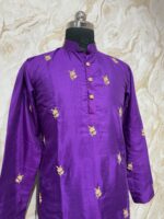 Soft silk kurta with maggam work paired with self color pijama