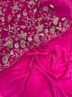Pure crepe saree with heavy hand work blouse piece