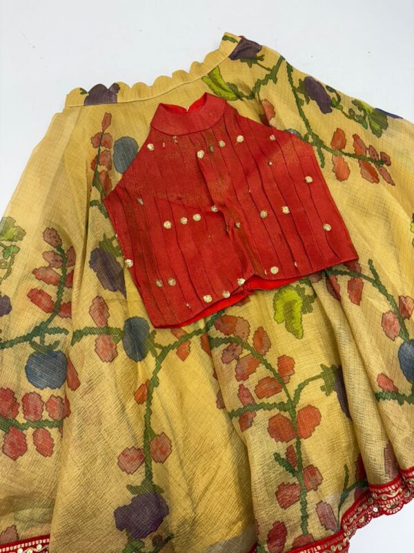 Tissue kalamkari kid's lehenga with beautiful blouse