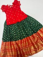 Munga crepe lehenga with kanchi border paired with blouse