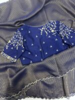 Pure tissue saree paired with beautiful maggam work blouse