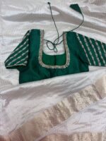 Tissue saree paired with beautiful maggam work blouse