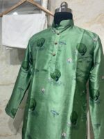 Pure silk men's kurta paired with cream colour pijama